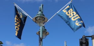 LSSU Flags downtown